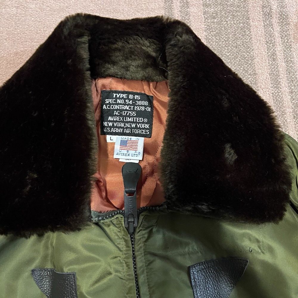 Avirex Vintage Type B-15 Flight Jacket Authentic Aviator LTD Flight Mens‎ SZ LRG - Picture 13 of 16